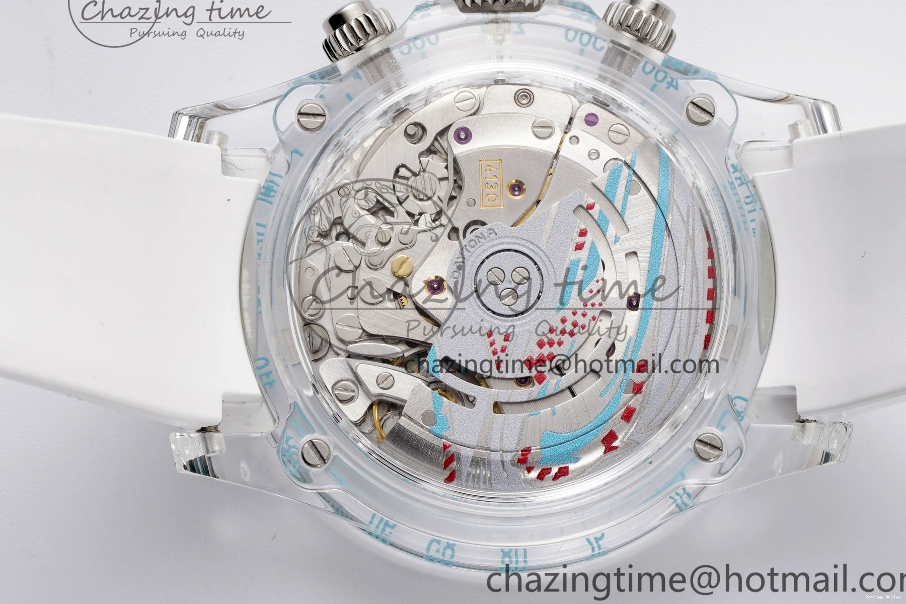 1221 Daytona Transparent IPK Best Edition Transparent Blue Dial on White Rubber Strap SA HighQuality 1969